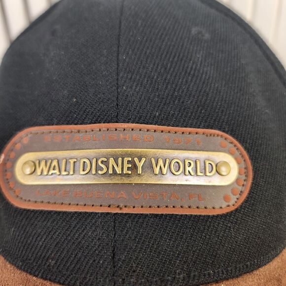 Vintage Walt Disney World Parks Hat Mens One Size Black Wool  VINTAGE Walt Disney World Hat Cap Black Brown Suede Bill Strapback Theme Parks
